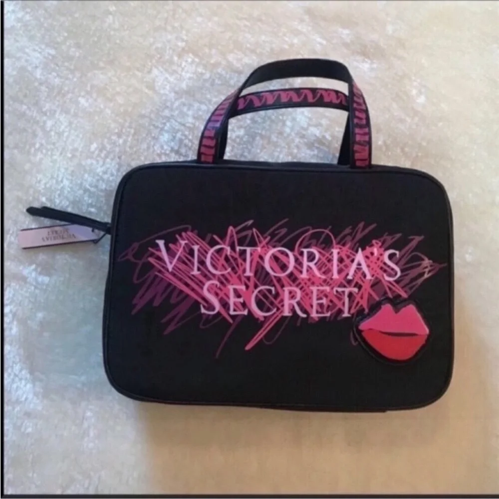 Victoria's Secret Pink Stripe Jetsetter Make up Cosmetic Hanging Travel …
